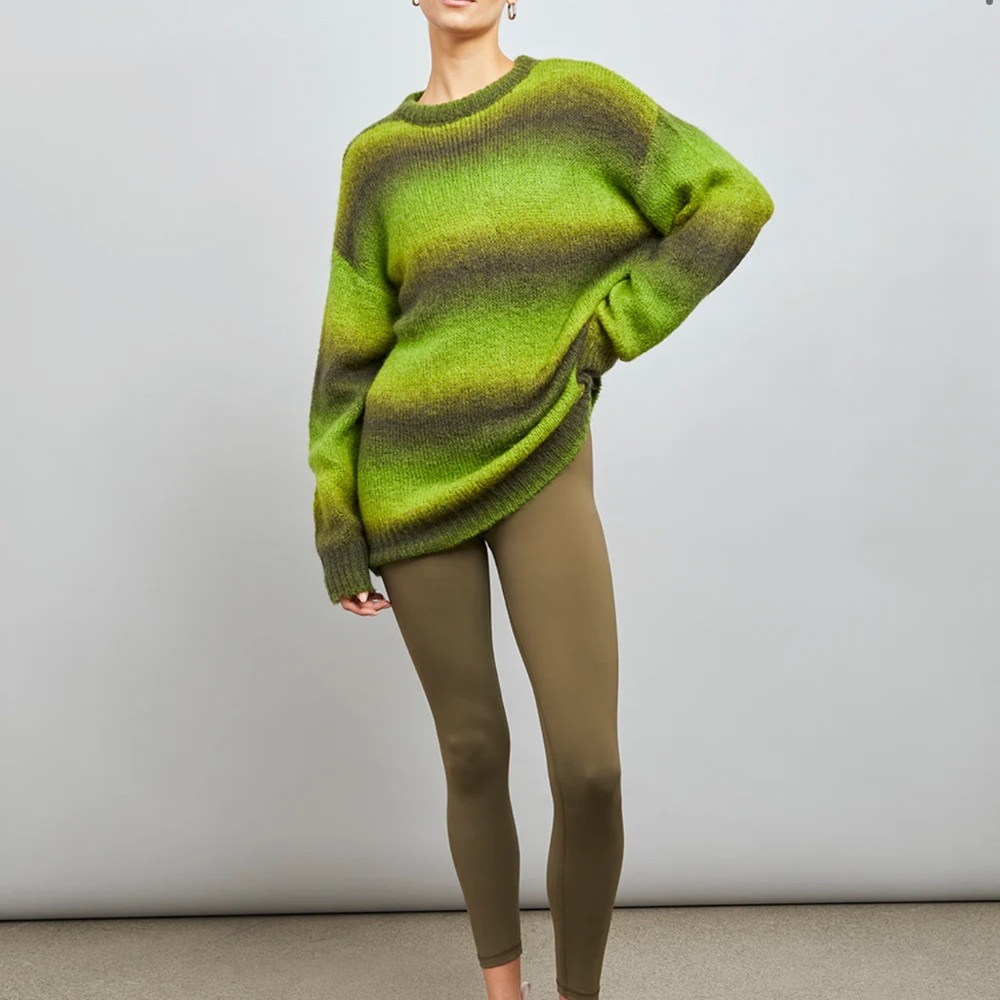 Carbon38 Green and Black Crew Neck Sweater wool and mohair blend